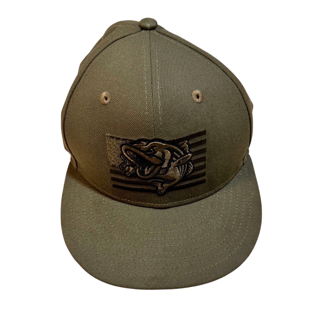 New Era 59FIFTY Pensacola Blue Wahoos‎ Olive Military Fitted Hat 6 7/8 MiLB